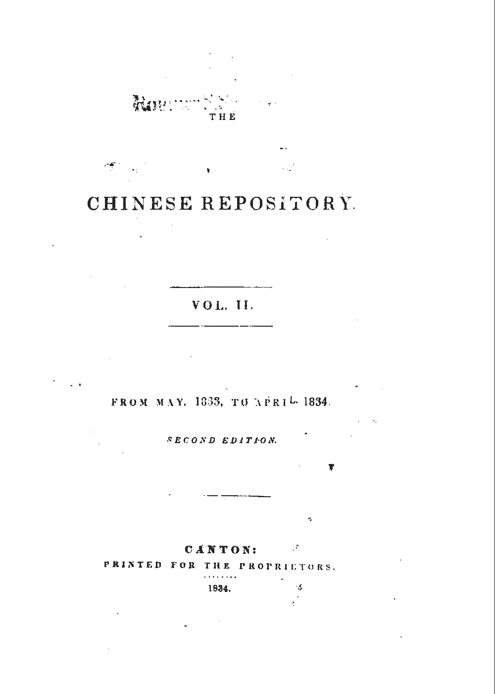 The Chinese Repository, Vol. II (May 1833 - April 1834) 